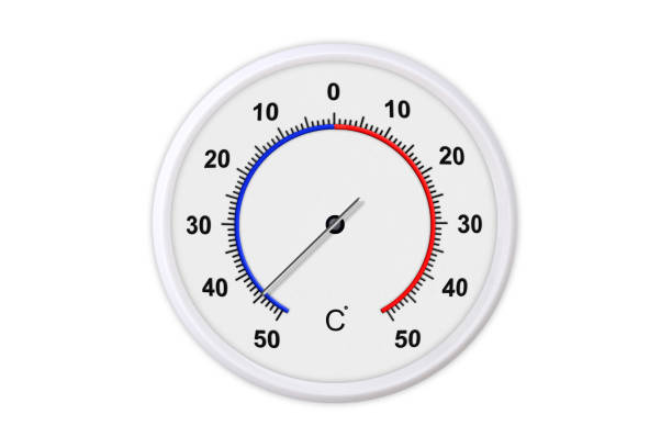 istock Celsius scale thermometer for measuring weather temperature.  Thermometer isolated on white background. Ambient temperature minus 45 degrees 1179297399