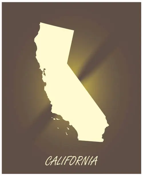 Vector illustration of California map vector outline cartography black and white illuminated background illustration