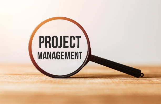istock Magnifying glass with text Project Management on wooden table. 1179302178