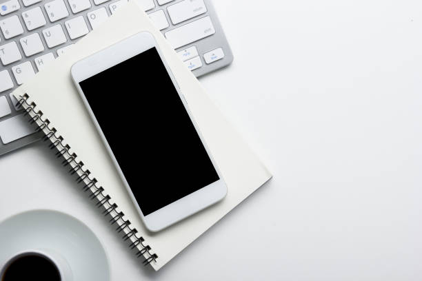 istock Office desk table with supplies. Flat lay Business workplace and objects. Top view. Copy space for text 1179305173