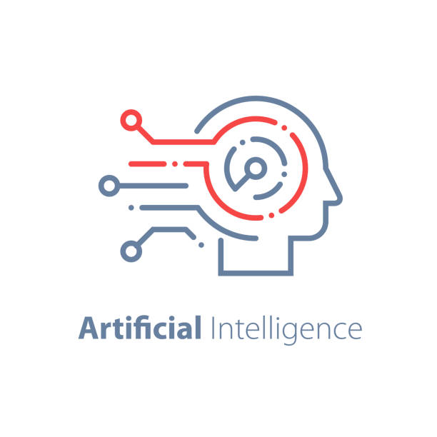 Artificial intelligence concept, machine learning, robot technology and innovation, skill improvement workshop Artificial intelligence concept, machine learning, robot technology and innovation, skill improvement workshop, critical thinking, decision making, vector line illustration improve memory stock illustrations