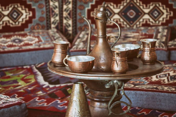 istock Traditional Turkish Copperware Inside Turkish Traditional Tent (Otag) 1179308665