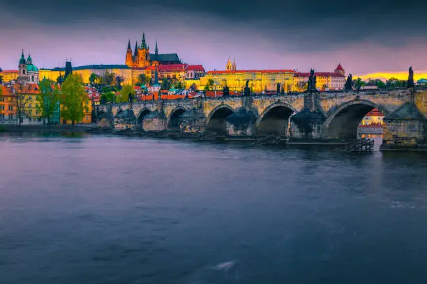 Photo of Spectacular medieval stone Charles bridge and castle Prague, Czech Republic