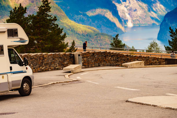 istock Camper on parking area at Stegastein viewpoint Norway 1179311872
