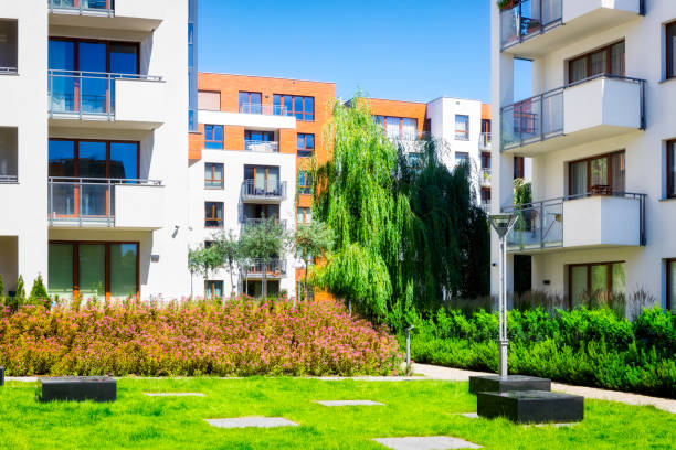 istock Modern housing estate with lots of greenery 1179312783