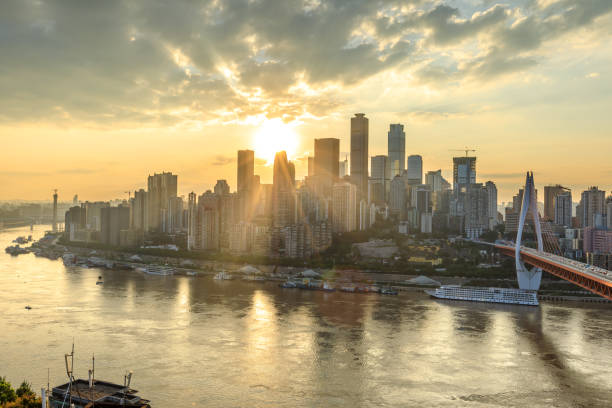 istock Modern metropolis skyline at sunset,Chongqing,China. 1179317526