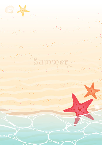 Starfish and sea shell on summer beach background vector for decoration on summer season events.