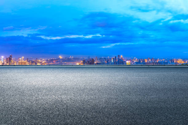 istock Sunset cityscape and empty asphalt road in Chongqing 1179319302