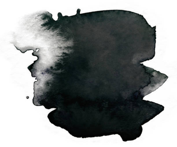 istock watercolor black spot with texture, overflow of paint 1179319671