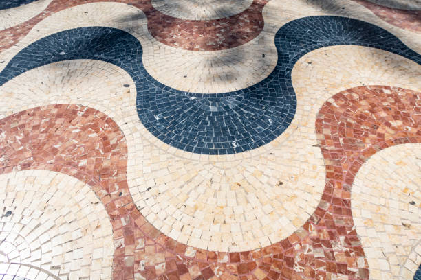 istock alley in wave pattern . alicante. Spain 1179324544