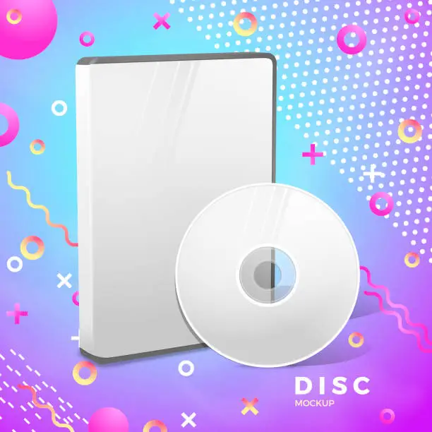 Vector illustration of Vector realistic disk, box mockup abstract banner