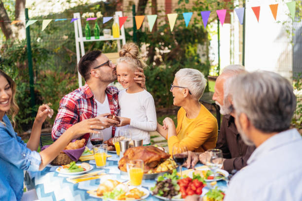 istock Happy family celebrating Thanksgiving day 1179326050