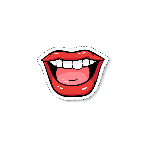 illustrazioni stock, clip art, cartoni animati e icone di tendenza di moda labbra donna rossa o mezza aperta bocca vettoriale illustrazione isolata. - open mouth
