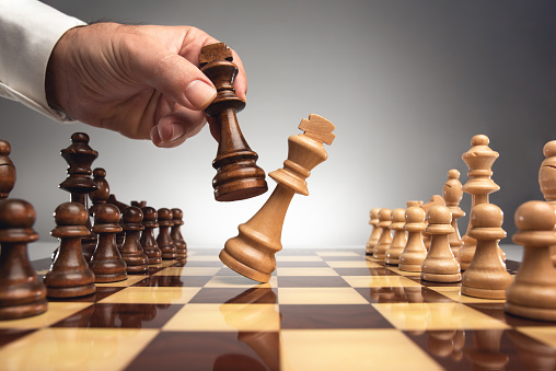 Business Concept for Leadership, Challenge and Diversity with Chess Pieces