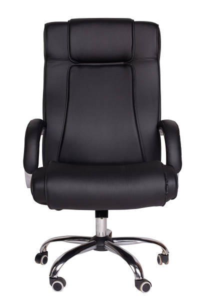 Modern black office armchair isolated on white background Black office armchair isolated on white background. Front view office chair stock pictures, royalty-free photos & images