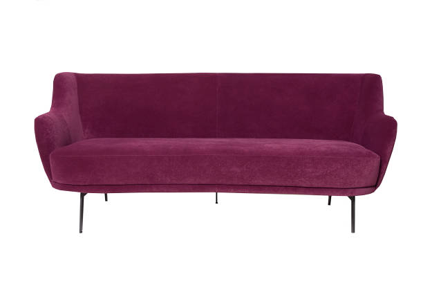 istock scarlet modern fabric sofa isolated on white background. Front view. Strict style furniture 1179334342