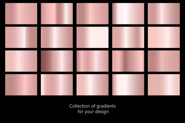 istock Collection of rose gold gradient backgrounds. Set of pink metallic textures. Vector illustration 1179334617