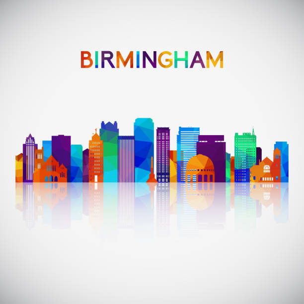 Birmingham, Alabama USA skyline silhouette in colorful geometric style. Symbol for your design. Vector illustration. Birmingham, Alabama USA skyline silhouette in colorful geometric style. Symbol for your design. Vector illustration. alabama stock illustrations