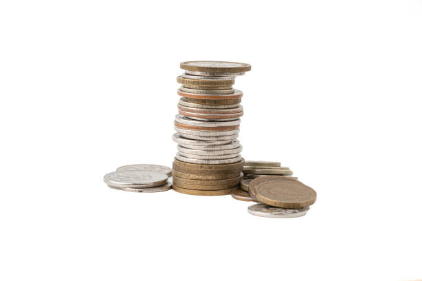 istock isolated coin stack column, concept of future money growth increase 1179337429
