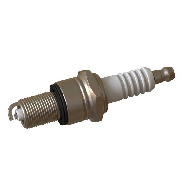 istock car spark plug used for ignition, Spark plug after use, isolate on white background, made form steel, ceramic, aluminum. 3D rendering of excellent quality in high resolution 1179338787