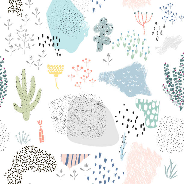 ilustrações de stock, clip art, desenhos animados e ícones de floral hand drawn seamless pattern. vector - 2113