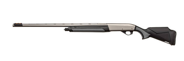 istock Modewrn silver semi-automatic shotgun isolated on white background. 1179340755