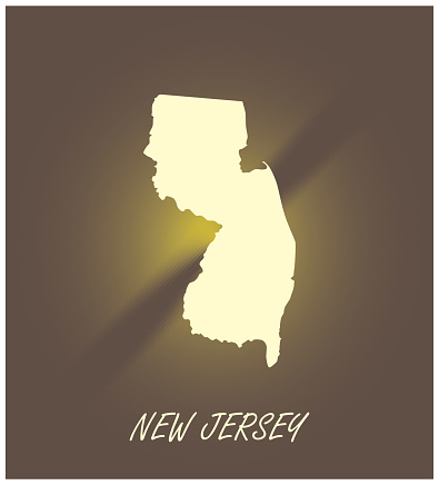 New Jersey map vector outline cartography black and white illuminated background illustration