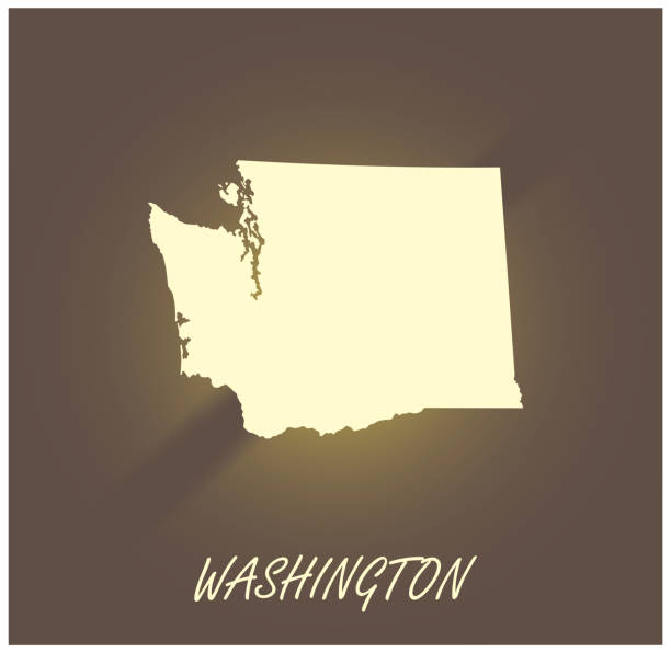華盛頓地圖向量輪廓製圖黑白照明背景插圖 - bellingham 幅插畫檔、美工圖案、卡通及圖標
