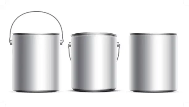 Vector illustration of Steel Can Buckets