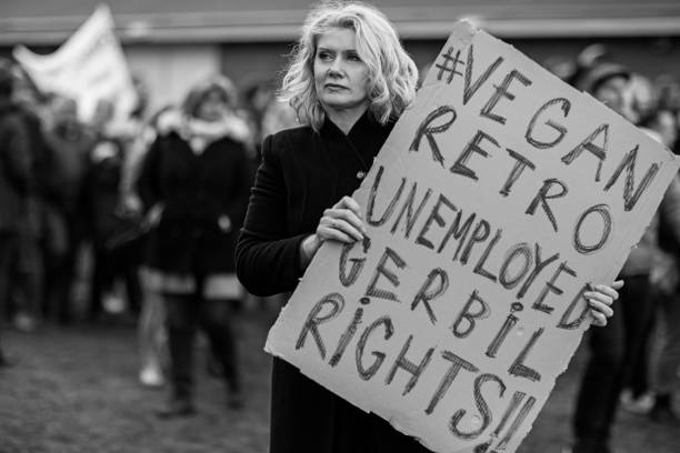 istock Beautiful blonde woman protesting 1179344044