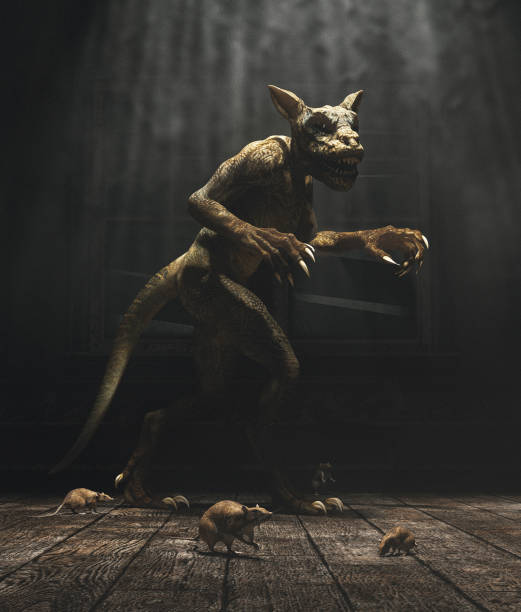 istock Monster's house,this monster is mutated from lizard and dog,experiment gone wrong reborn a new horror,3d illustration 1179344931