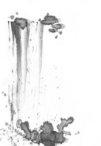istock Chinese style. Waterfall in the mountains. Background with mountains. Black and white image. 1179346176