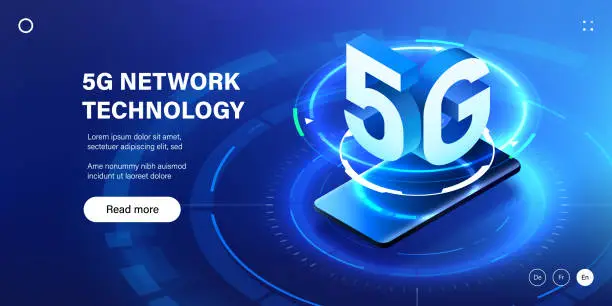 Vector illustration of Futuristic 5g mobile network illustration