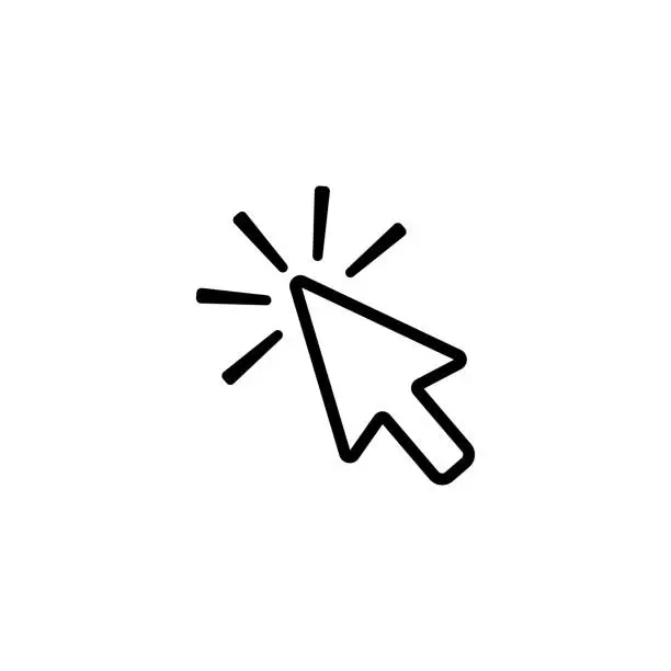 Vector illustration of Click contour arrow, icon to click vector icon