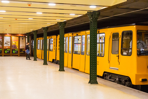 Budapest, Hungary - September 12. 2019: Subway Line 1. It is the oldest line of the metro in Budapest and the first on the European mainland built in 1896. Listed on a UNESCO World Heritage Site.
