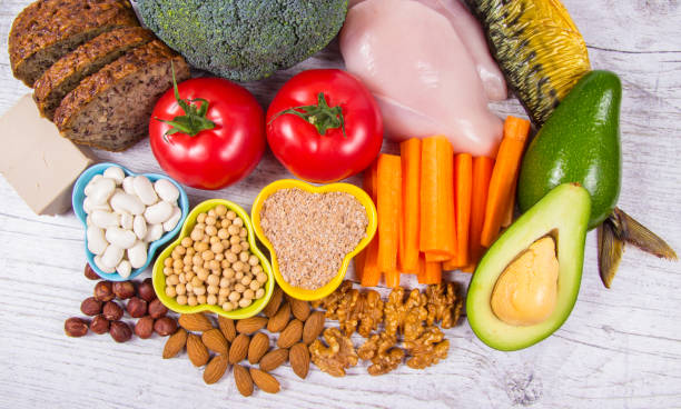 istock Nutritious ingredients and products containing vitamin B3 (PP, niacin) and other natural minerals, concept of healthy lifestyle and nutrition. 1179358193