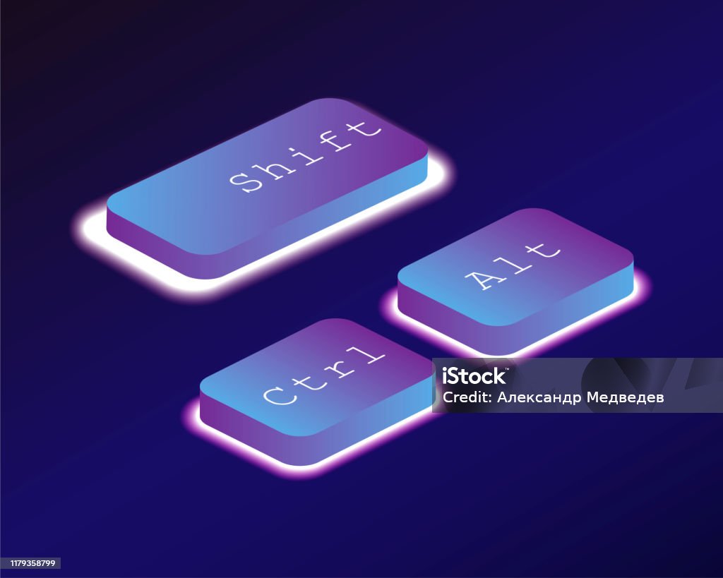 Combination Ctrl Alt Shift Covered With A Neon Backlit Keyboard Button ...