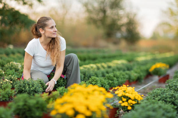 istock Woman gardening flowers 1179362139