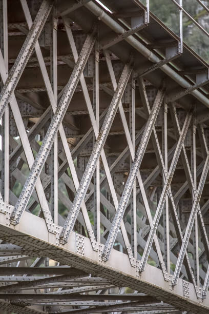istock Detailed view of a metallic structure bridge, framework and truss detail 1179362281