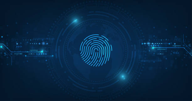 vector abstract security system concept with fingerprint on technology background. vector abstract security system concept with fingerprint on technology background. police fingerprints stock illustrations
