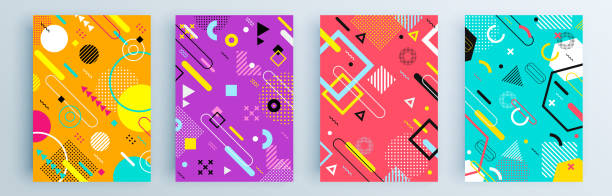 Modern abstract covers set, minimal covers design. Colorful geometric background, vector illustration. Modern abstract covers set, minimal covers design. Colorful geometric background, vector illustration. many coloured stock illustrations