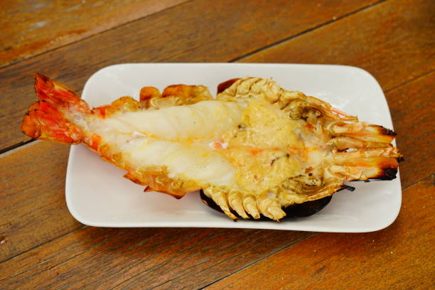 istock Delicious Grilled Giant River Prawn with pieces of chilli 1179364529