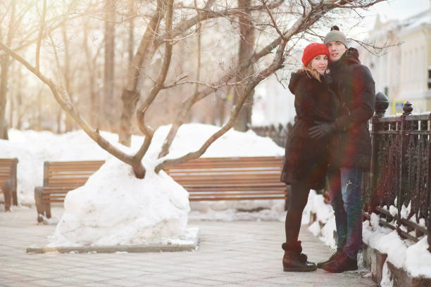 istock Young couple walking through the winter 1179368182