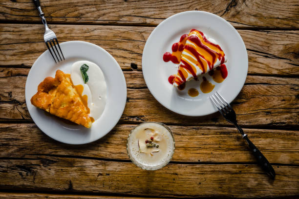 istock Two slices of fall pumpkin pies from above 1179370406