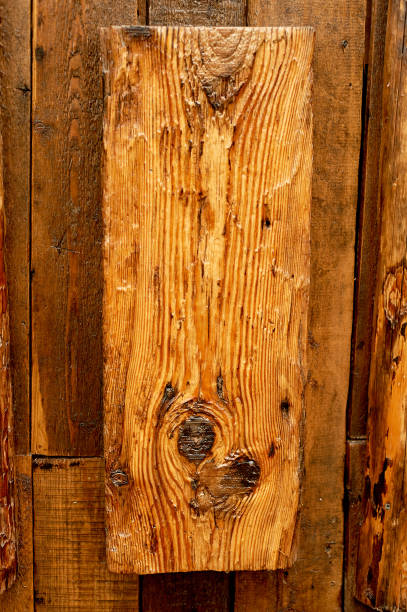 istock Aged planed wood. The beam under the nail. The loft-style, rustic. exture 1179373779
