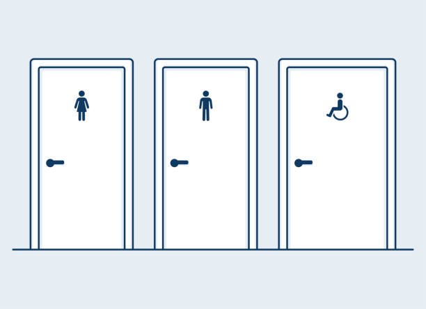 ilustrasi pintu kamar mandi - toilet umum ilustrasi ilustrasi stok