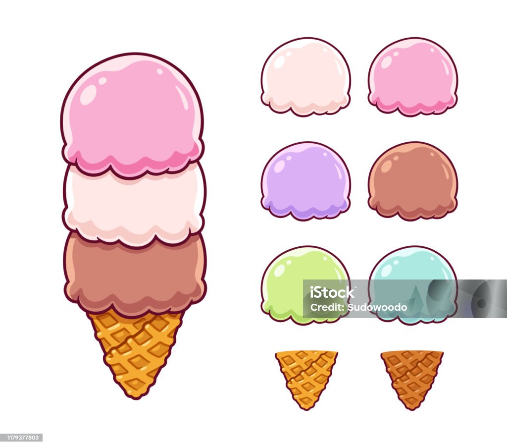 Cartoon Ice Cream Set Stock Illustration - Download Image Now - Ice Cream,  Scoop Shape, Serving Scoop - iStock