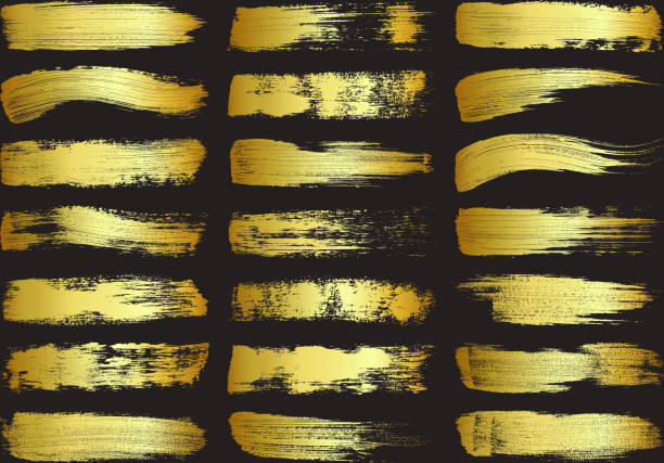 황금 페인트 브러시 스트로크 세트 - 벡터 디자인 요소 - wallpaper brush stock illustrations