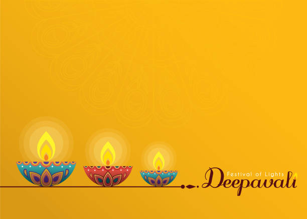 illustrations, cliparts, dessins animés et icônes de deepavali ou diwali modèle - diwali diya sur fond jaune. - diwali illustrations