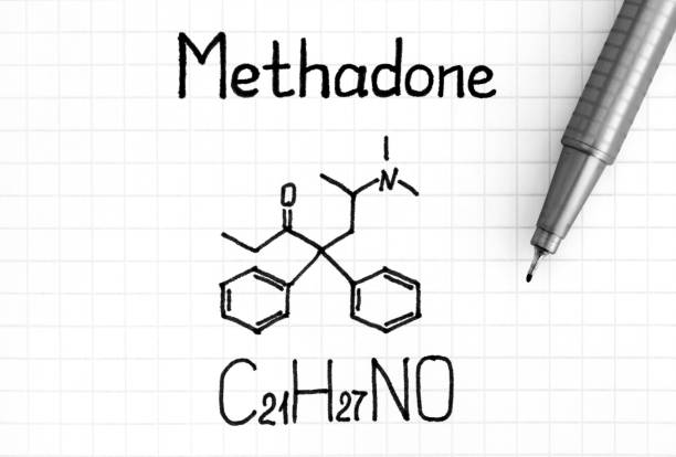 Chemical formula of Methadone with pen. Chemical formula of Methadone with pen. Close-up. methadone stock pictures, royalty-free photos & images